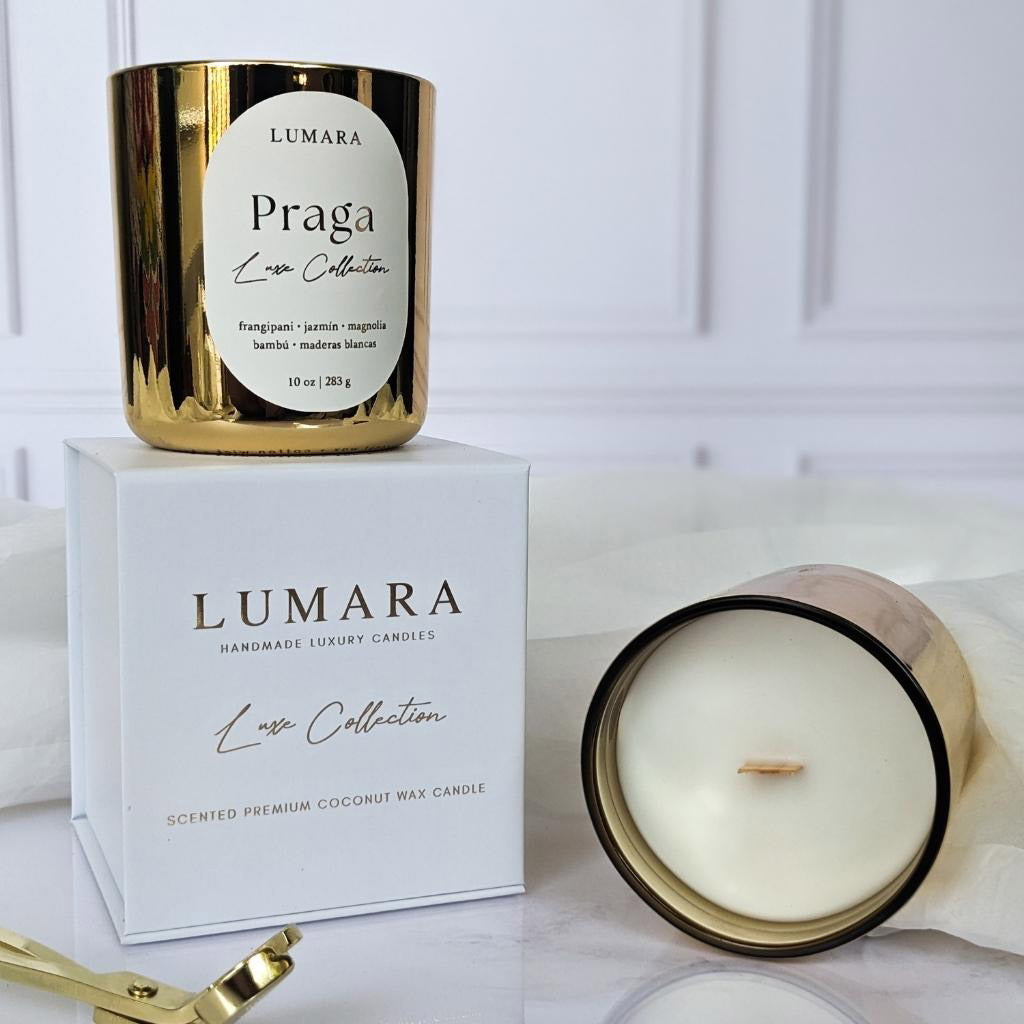 Praga Luxury Candle - Frangipani | Magnolia | Madera de haya
